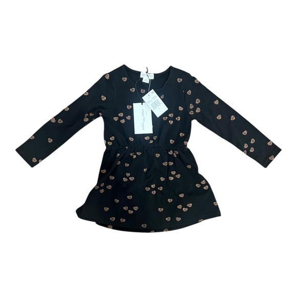 2T Girls Miles the Label Black Long Sleeve Basketball Hearts Dress, NWT, Toddler - Picture 2 of 4